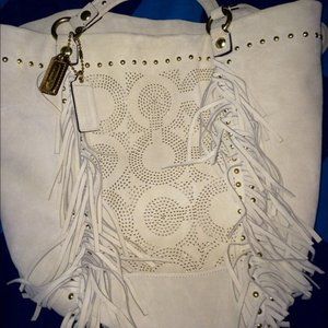 Coach Poppy Studded Fringe Leather Lg Tote, Ltd Ed